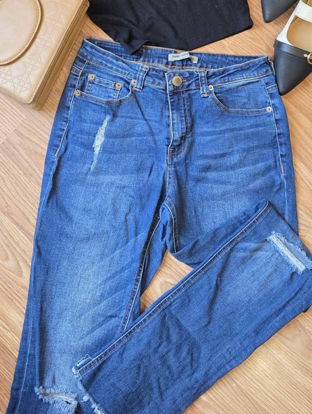 Twenty one Black Rue 21 Mid Rise Skinny Flex Jeans Womans Size 7/8